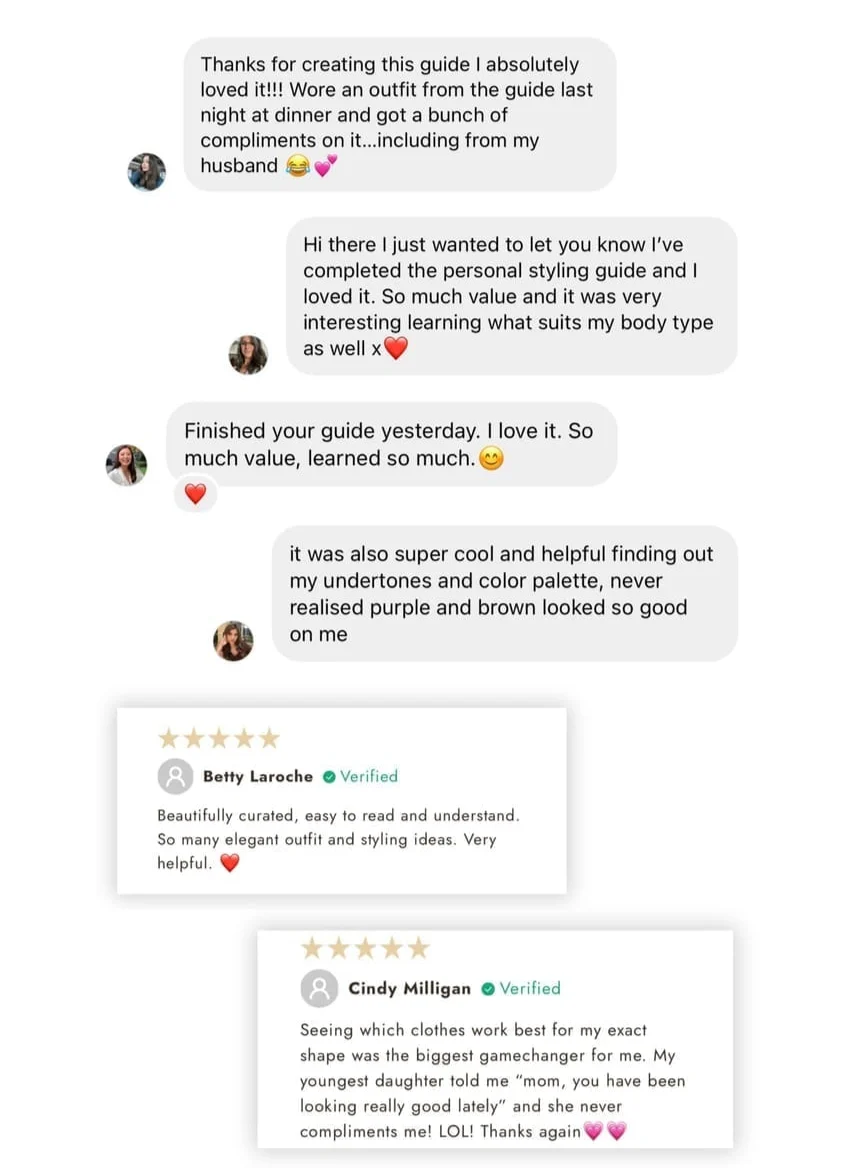 Screenshots of messages and verified reviews from Classy Academy customers